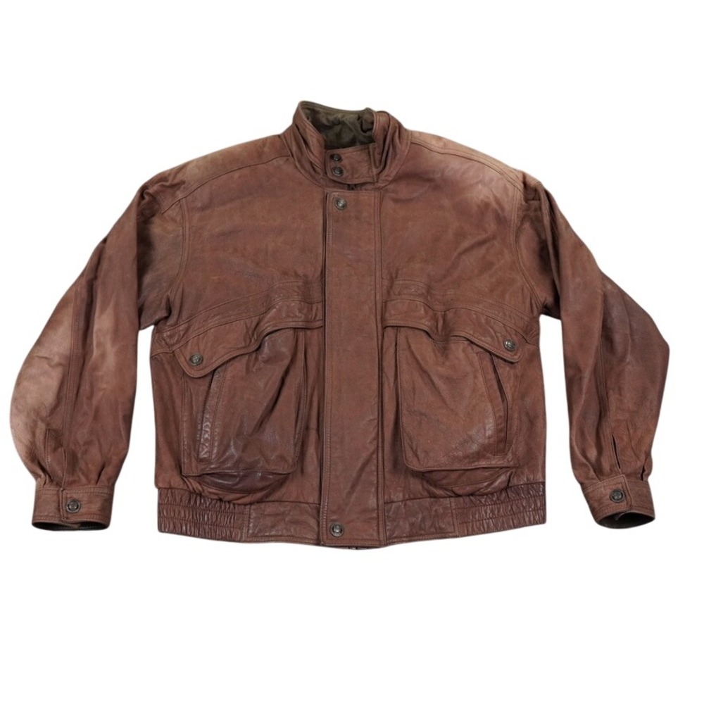 Vintage Adventure Bound Leather Bomber Jacket Mens Large Brown Thinsulate Korea